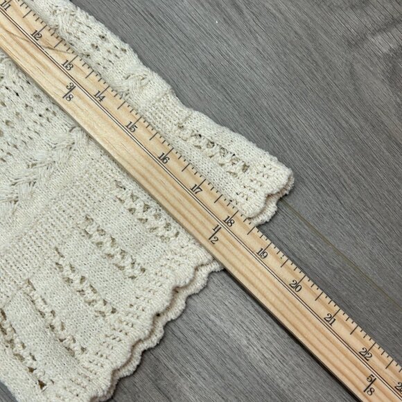 NWT Madewell Cream Crochet Knit Bell Sleeve Scalloped-Trim Sweater Size Small - Picture 6 of 8